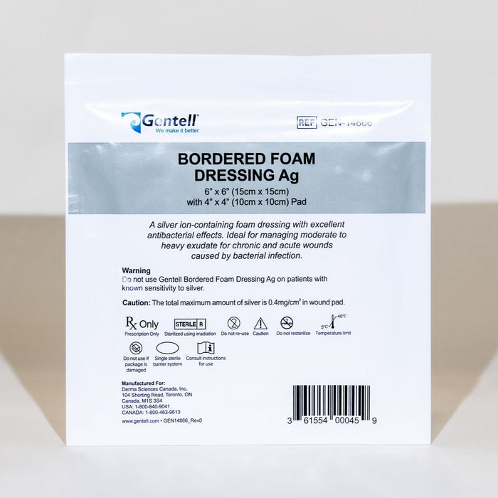 Gentell Gentell GEN-14866 Bordered Foam Ag 6" x 6" Dressing Supplies reLink Medical