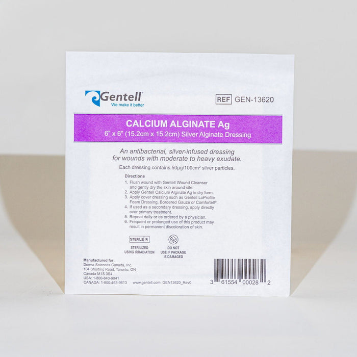 Gentell Gentell GEN-13620 Calcium Alginate Ag 6" x 6" Dressing Supplies reLink Medical