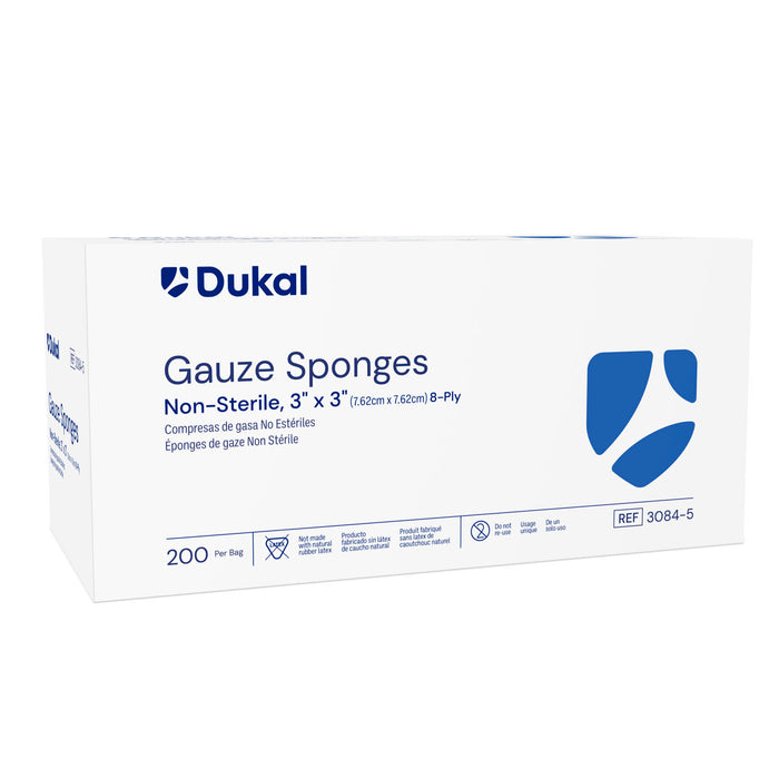 Dukal Corporation 3084 Gauze Sponge 3" x 3" Non-Sterile 8-Ply