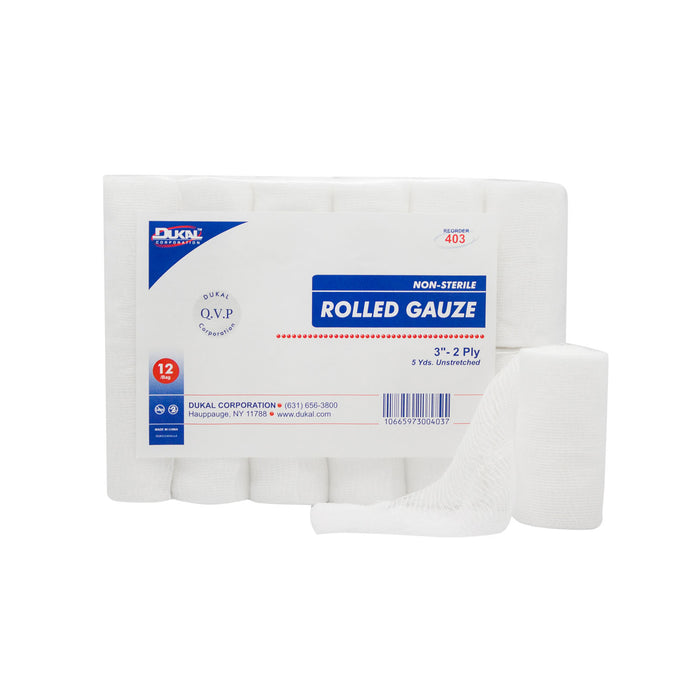 Dukal Corporation Dukal Corporation 403 Rolled Gauze 3" x 5 yd Non-Sterile 2-Ply 12 Supplies reLink Medical