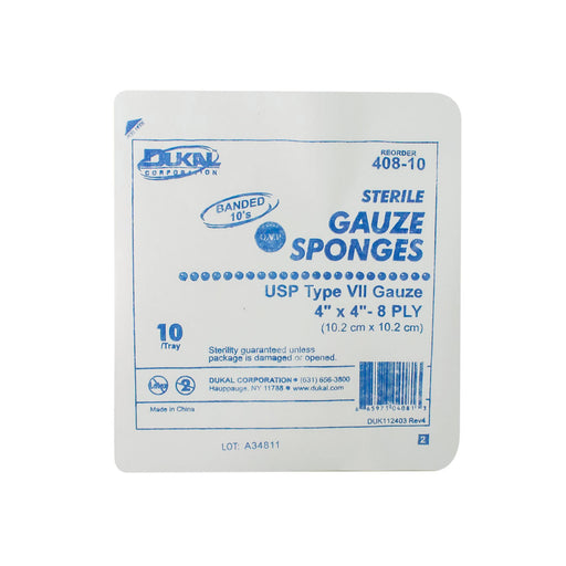 Dukal Corporation Dukal Corporation 408-10 Gauze Sponge 4" x 4" Sterile Tray 8-Ply Supplies reLink Medical