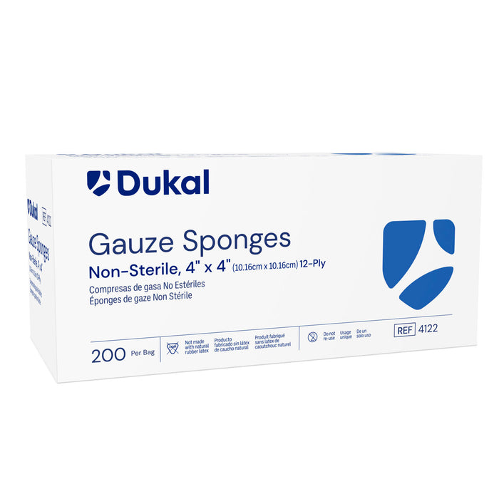 Dukal Corporation 4122 Gauze Sponge 4" x 4" Non-Sterile 12-Ply