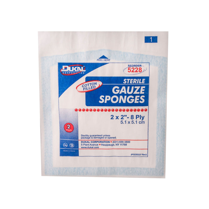 Dukal Corporation 5228 Gauze Sponge 2" x 2" Sterile 8-Ply Cotton