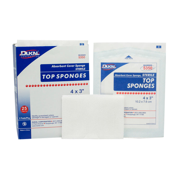 Dukal Corporation Dukal Corporation 5350 Top Sponge 4" x 3" Non-Woven Sterile 2/pk Supplies reLink Medical