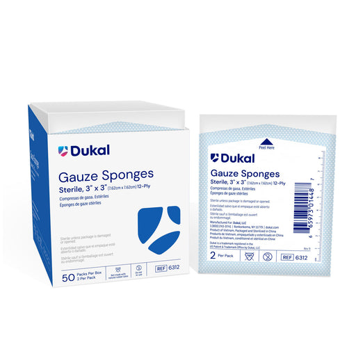 Dukal Corporation Dukal Corporation 6312 Gauze Sponge 3" x 3" Sterile 12-Ply 2/pk Supplies reLink Medical