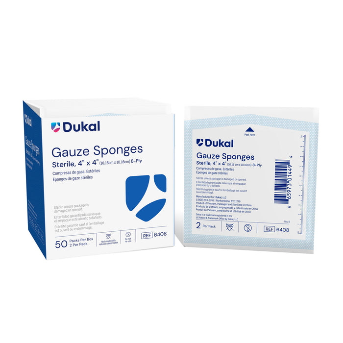 Dukal Corporation Dukal Corporation 6408 Gauze Sponge 4" x 4" Sterile 8-Ply 2/pk Supplies reLink Medical