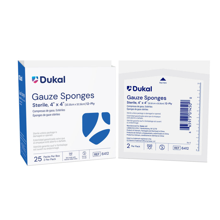 Dukal Corporation Dukal Corporation 6412 Gauze Sponge 4" x 4" Sterile 12-Ply 2/pk Supplies reLink Medical