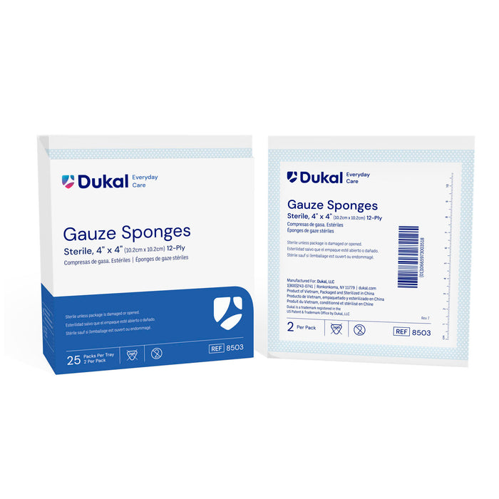 Dukal Corporation Dukal Corporation 8503 Gauze Sponge 4" x 4" Sterile 12-Ply 2/pk Supplies reLink Medical