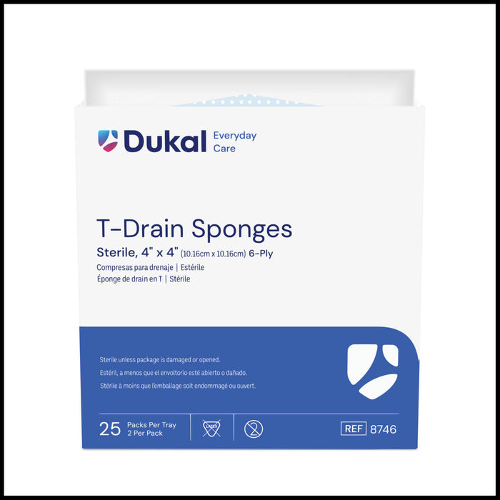 Dukal Corporation Dukal Corporation 8746 T-Drain Sponge 4" x 4" Sterile 2/pk 25 Supplies reLink Medical