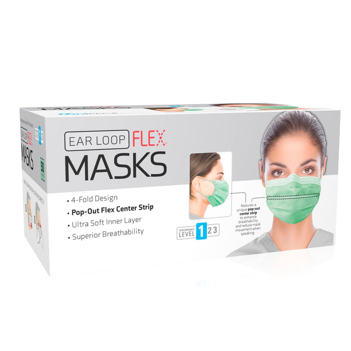 Dukal Corporation Dukal Corporation ULM-6185 Flex Mask Level 1 Ear-Loop Green Supplies reLink Medical