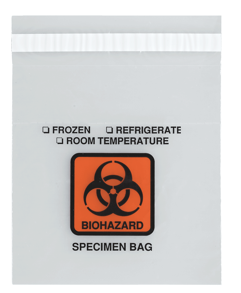 ASP Global B122 Specimen Transport Bag Printed BIOHAZARD Light