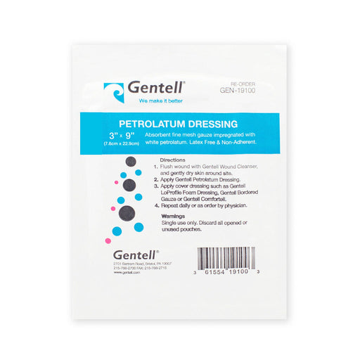 Gentell Gentell DKC20056 Petrolatum Gauze Dressing Non-Adherent 3" x 9" Supplies reLink Medical