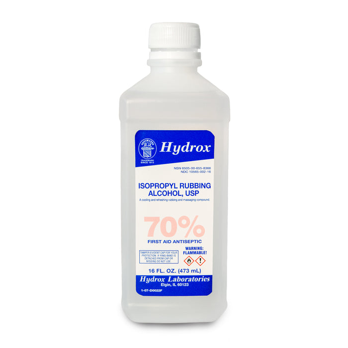 Hydrox Laboratories D0022 Isopropyl Rubbing Alcohol 70% USP 16 oz