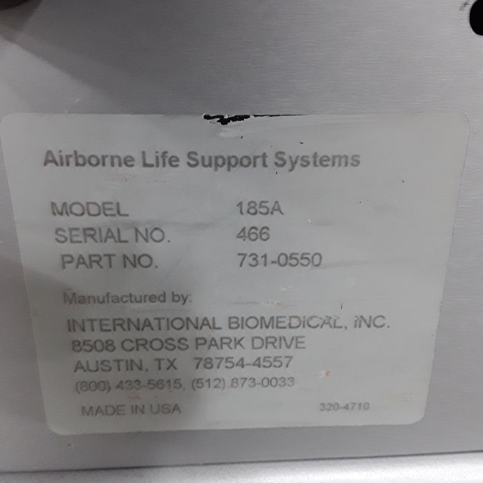 International Biomedical Airborne 185A+ Transport Incubator