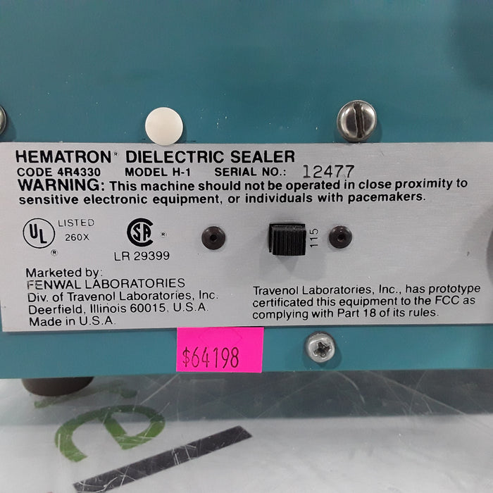Fenwal H-1 Hematron Dielectric Sealer
