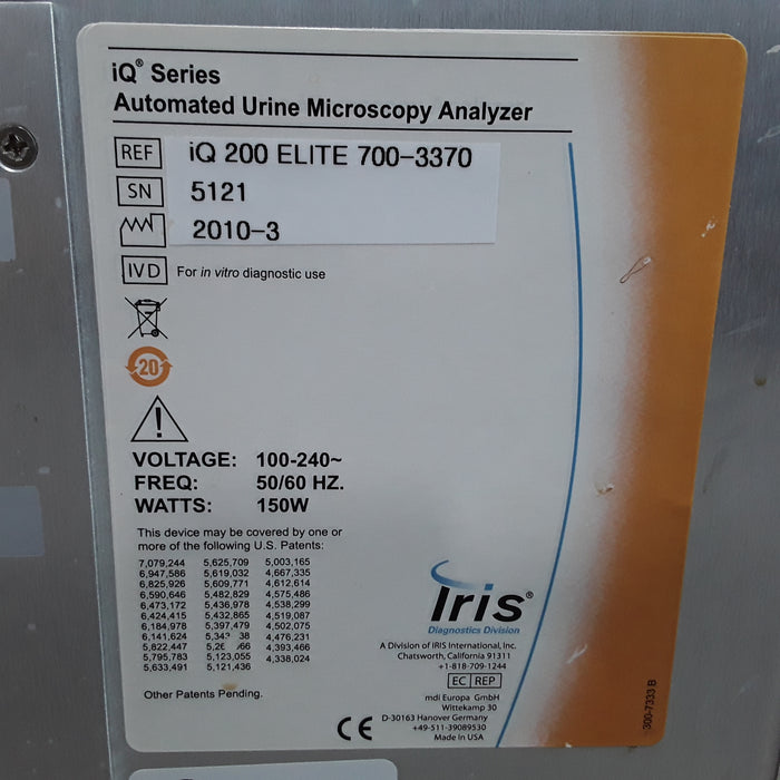 IRIS Medical iQ 200 Elite 700-3370 Automated Urine Microscopy Analyzer