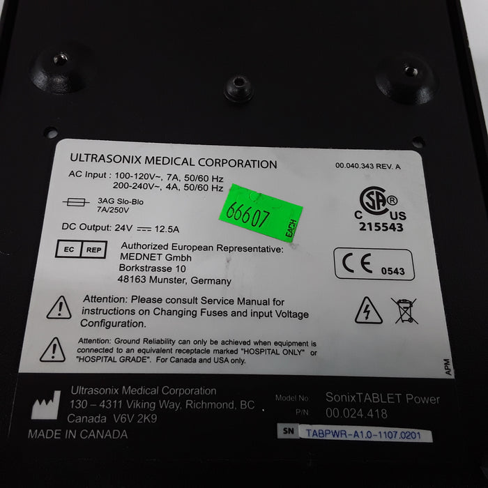 UltraSonix Sonix Tablet Power AC Adapter