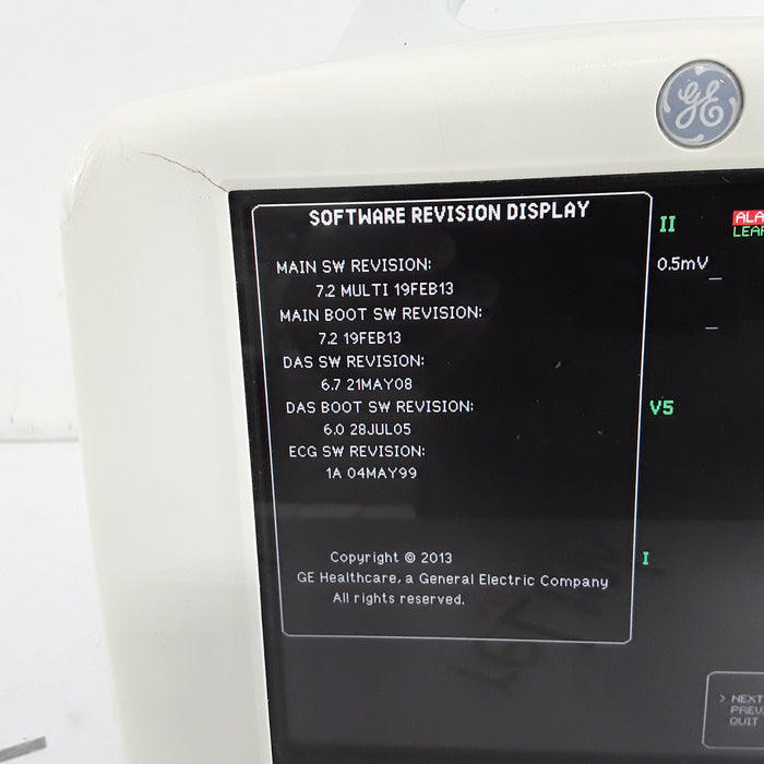GE Healthcare Dash 3000 - Masimo SpO2 Patient Monitor