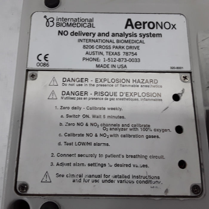 International Biomedical AeroNOx NO Delivery and Analysis System