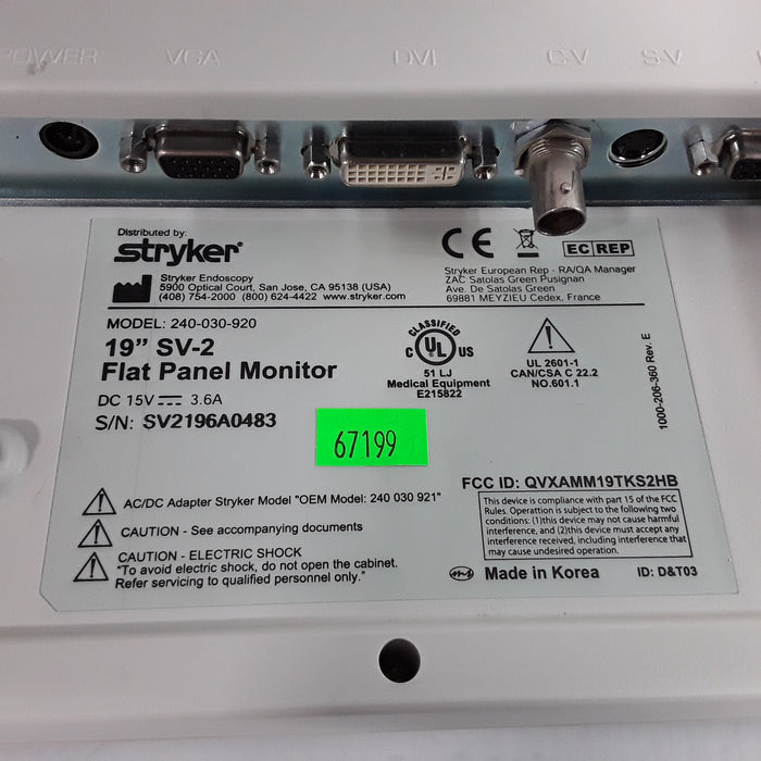 Stryker Medical SV2 19"      240-030-920 Monitor