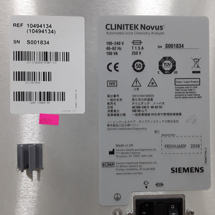 Siemens Medical CLINITEK Novus Urine Analyzer