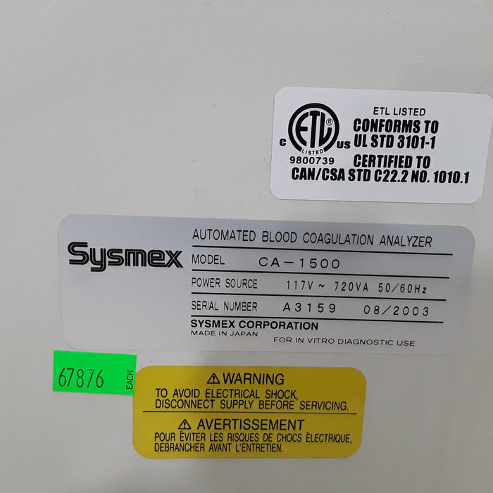 Sysmex CA-1500 Hematology Analyzer