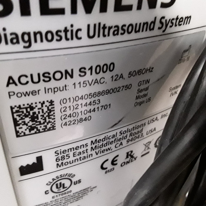 Siemens Medical Acuson S1000 Helx Evolution Ultrasound