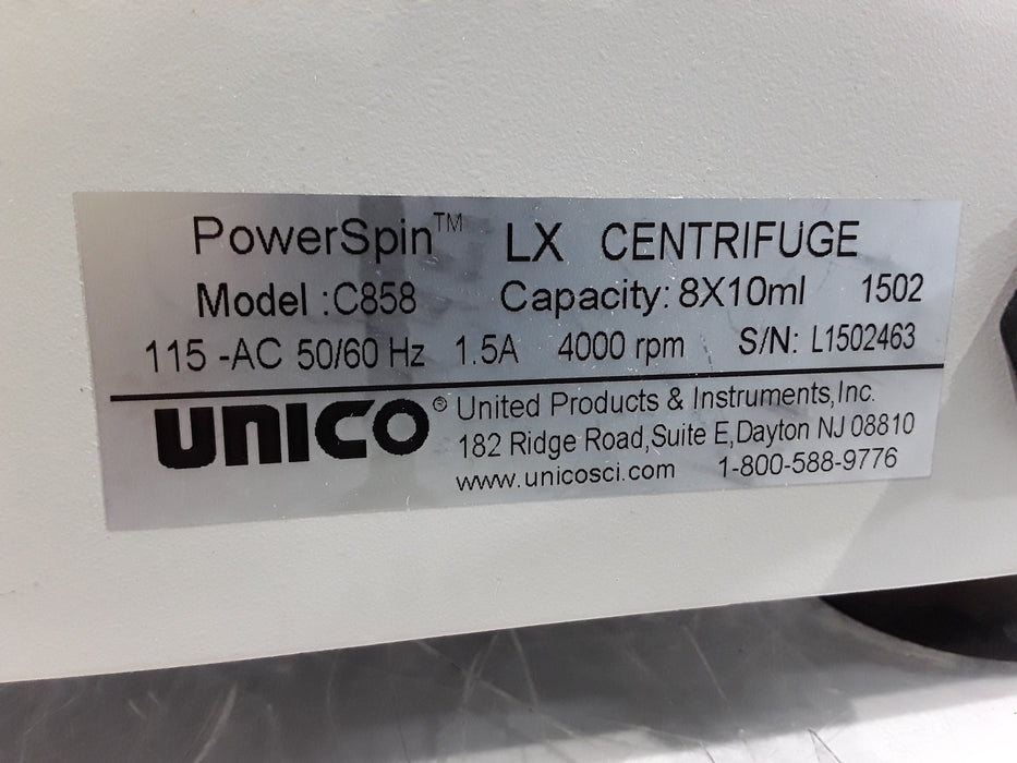UNICO C858 PowerSpin LX Centrifuge