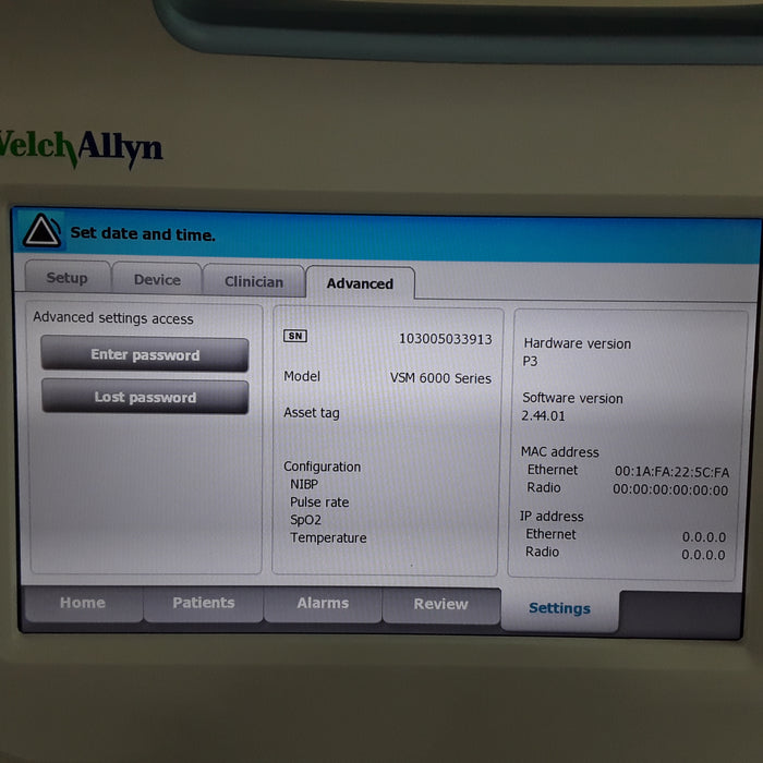 Welch Allyn Welch Allyn Connex 6500 - Nellcor SpO2, SureTemp Vital Signs Monitor