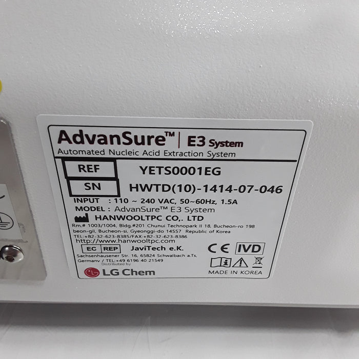 LG Chem AdvanSure E3 System Automated Nucleic Acid Extraction System