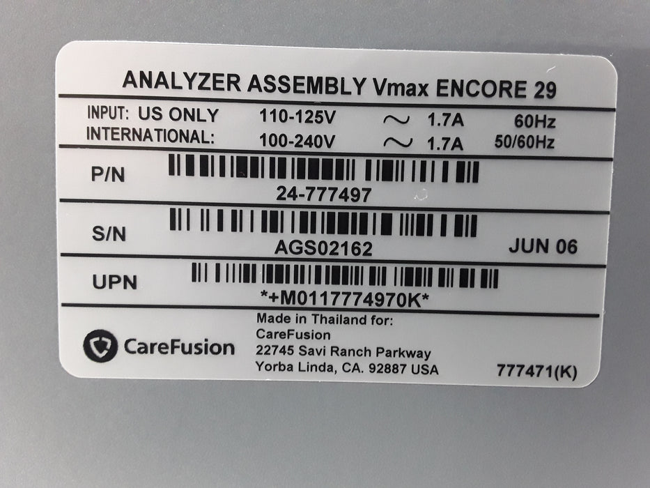 Viasys Healthcare VMax Encore 29n Pulmonary Test Unit