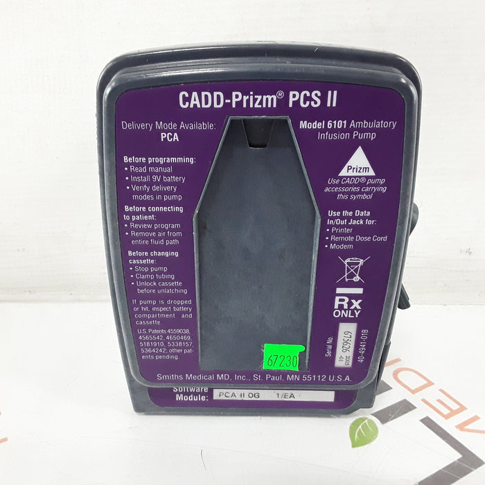 Smiths Medical CADD Prizm PCS II 6101 Ambulatory Infusion Pump