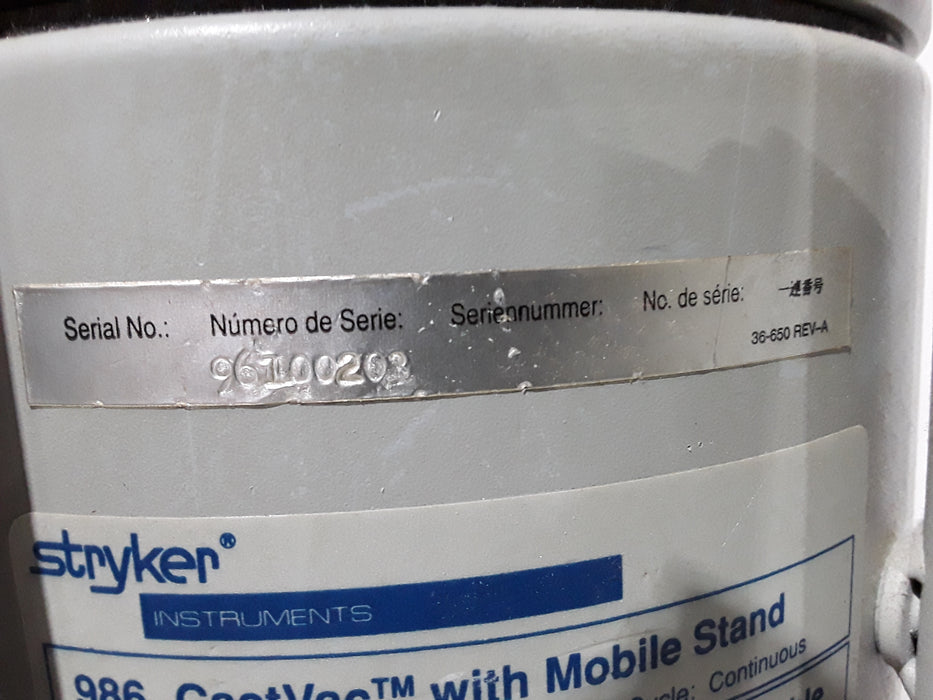 Stryker Castvac 986 Cast Removal Vacuum