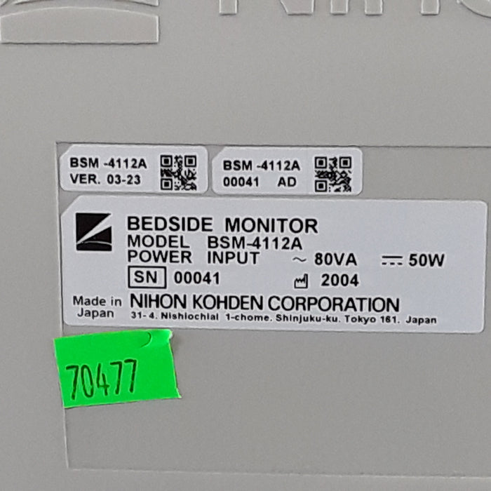 Nihon Kohden BSM-4112A Patient Monitor