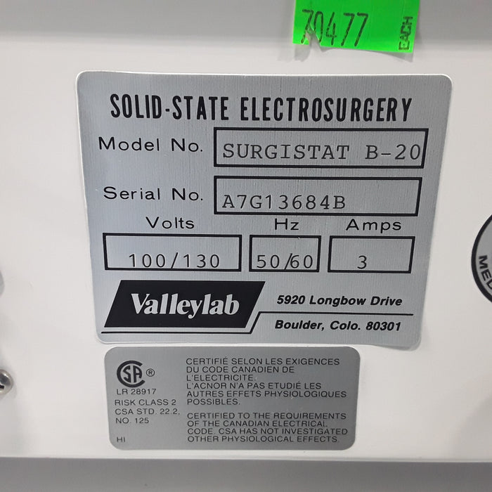 Valleylab Surgistat B-20 Electrosurgical Unit