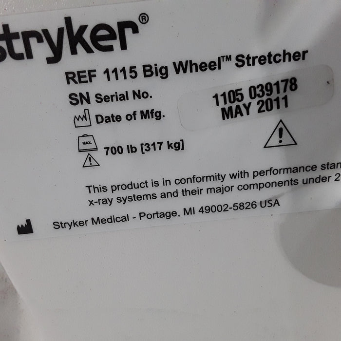 Stryker Medical 1115 Big Wheel Glideaway Stretcher