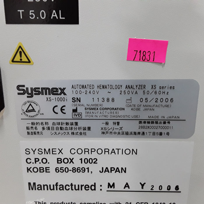Sysmex XS-1000i Automated Hematology Analyzer