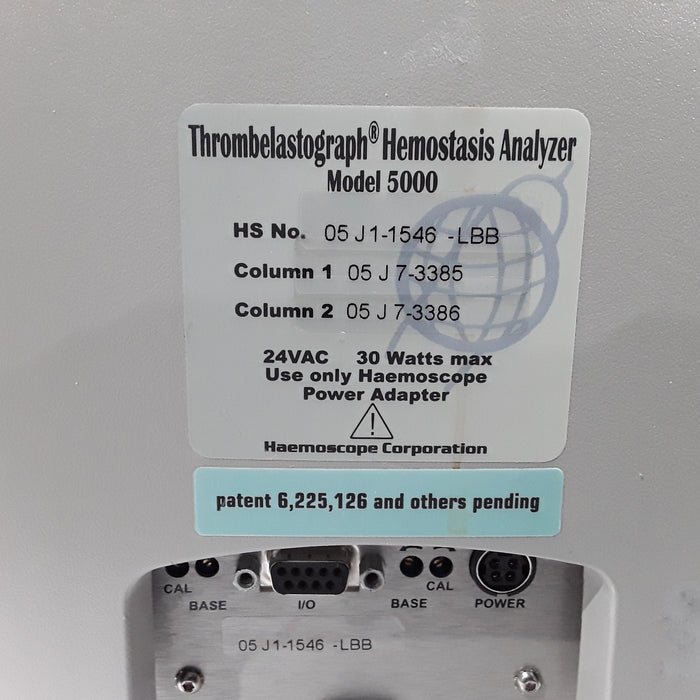 Haemonetics Haemoscope Thrombelastograph Model 5000 Hemostasis Analyzer