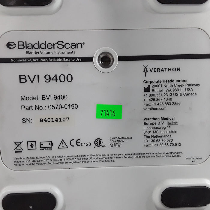 Verathon Medical, Inc BVI 9400 Bladderscan