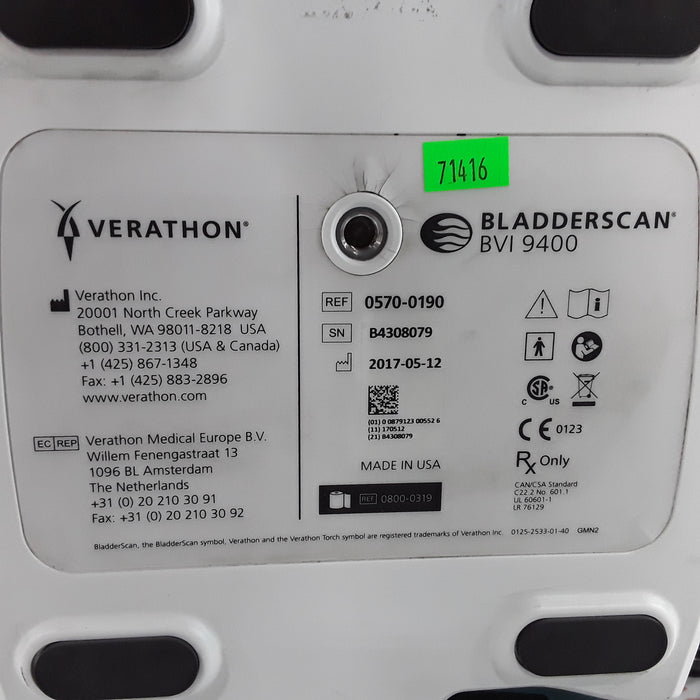 Verathon Medical, Inc BVI 9400 Bladderscan