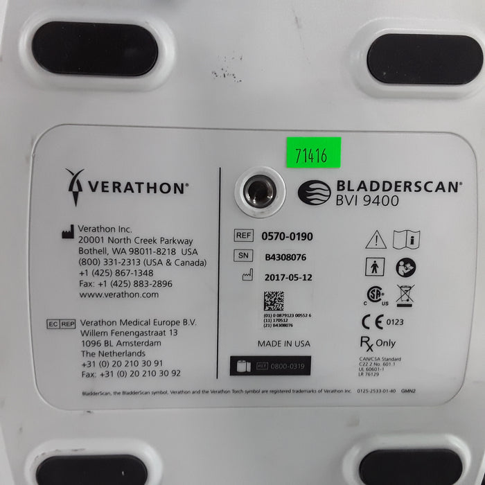 Verathon Medical, Inc BVI 9400 Bladderscan