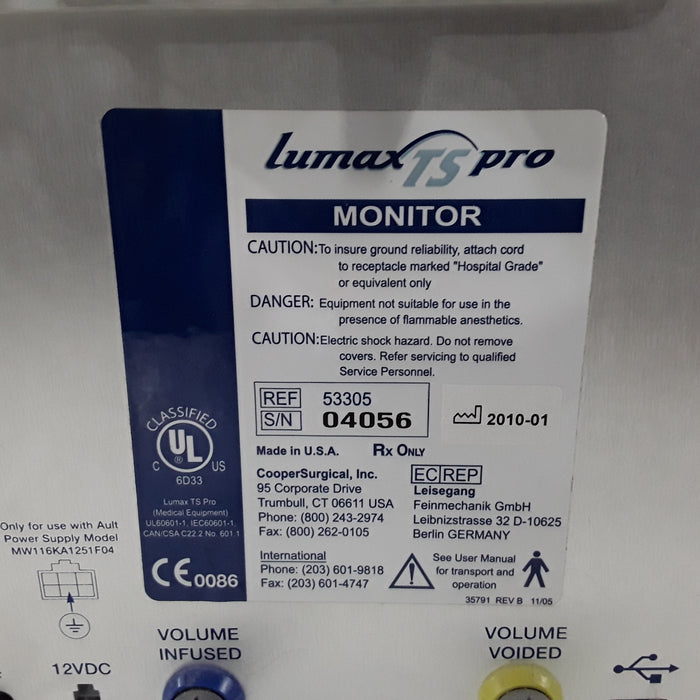 Cooper Surgical Lumax TS Pro 53305 Fiberoptic Cystometry Monitor