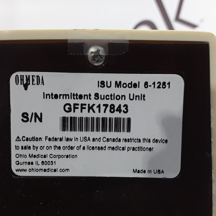 Ohmeda Medical ISU Model 6-1251 Intermittent Suction Unit