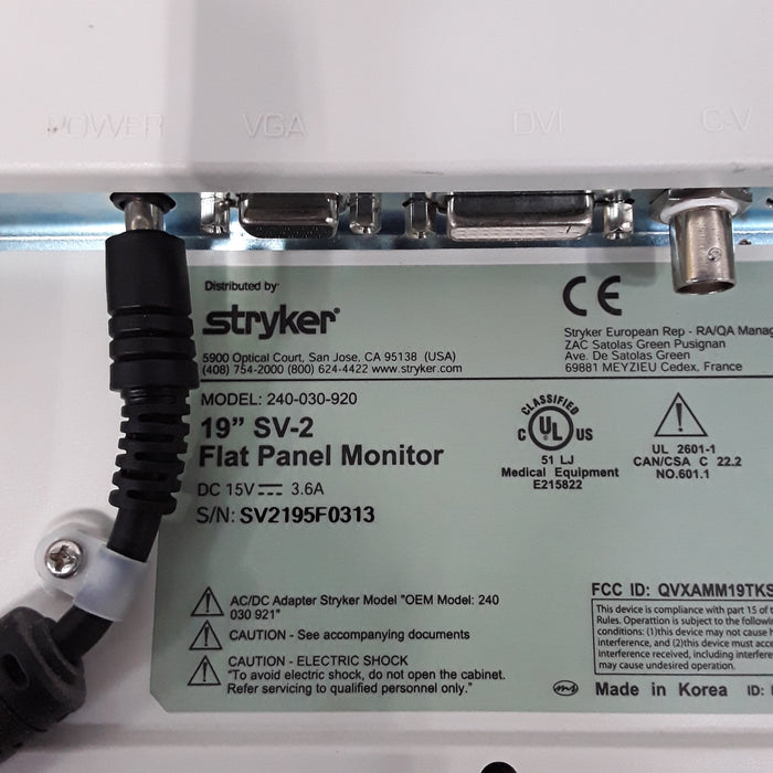 Stryker Medical SV2 19" Monitor