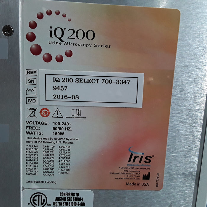 Iris International, Inc iQ200 Select 700-3347 Urine Microscopy System
