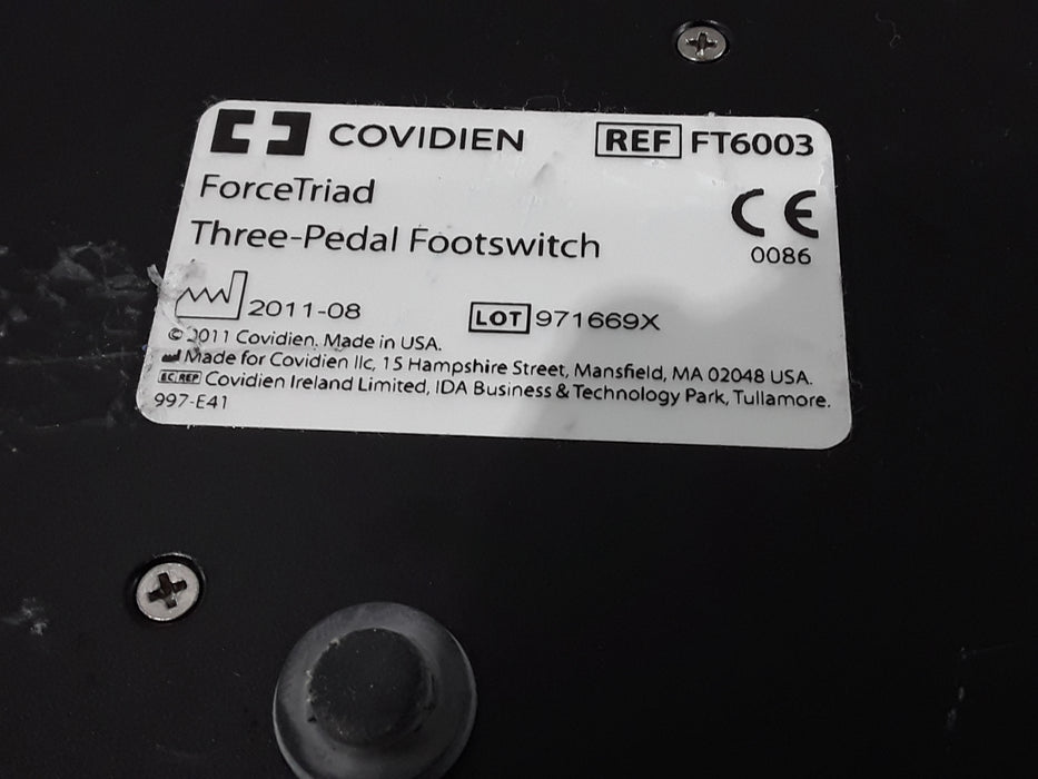 Covidien FT6003 Valleylab ForceTriad Three Pedal Footswitch
