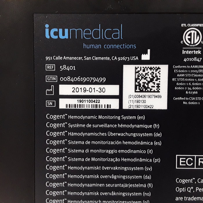 ICU Medical, Inc. Cogent Hemodynamic Monitor