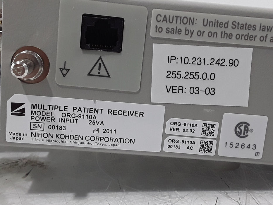Nihon Kohden ORG-9110A Multiple Patient Receiver