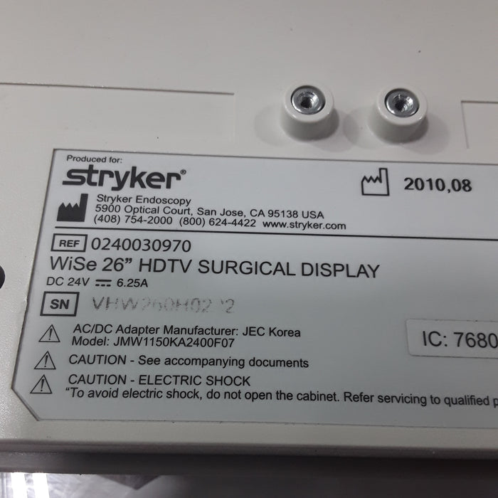 Stryker WiSe 26" HDTV Surgical Display 240-030-970 Monitor