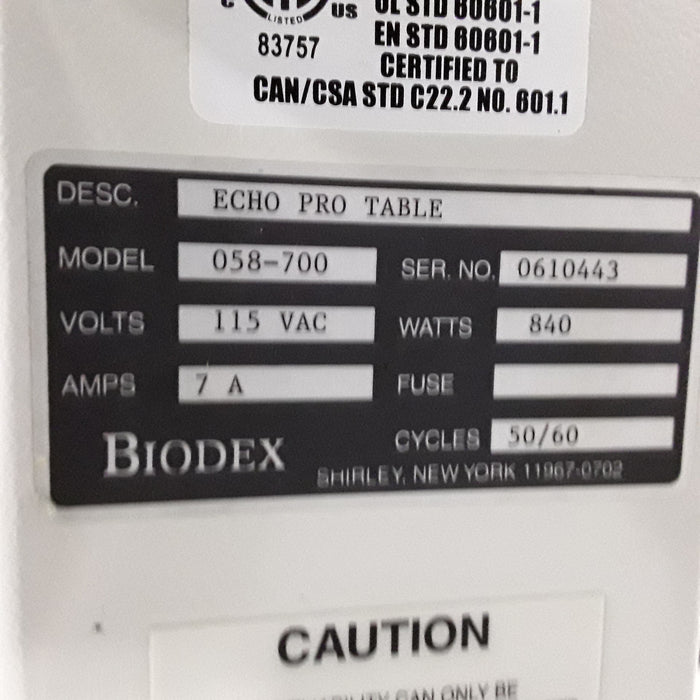 Biodex 058-700 Echo Pro Table